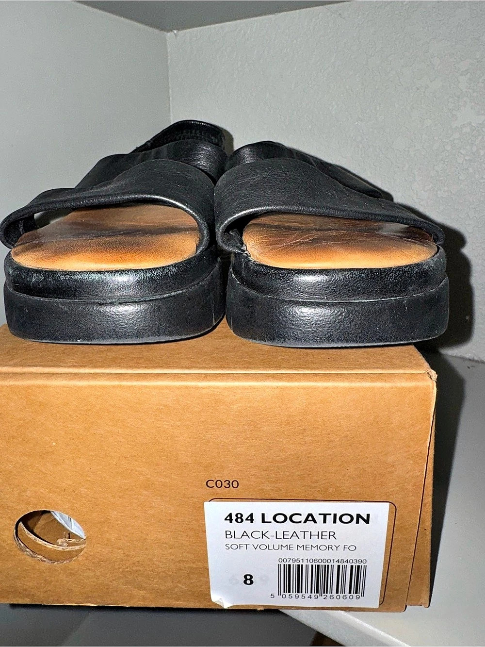 Dune London Location Padded Leather Flatform Sandals Black & Brown US 8